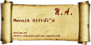 Mensik Alfréd névjegykártya